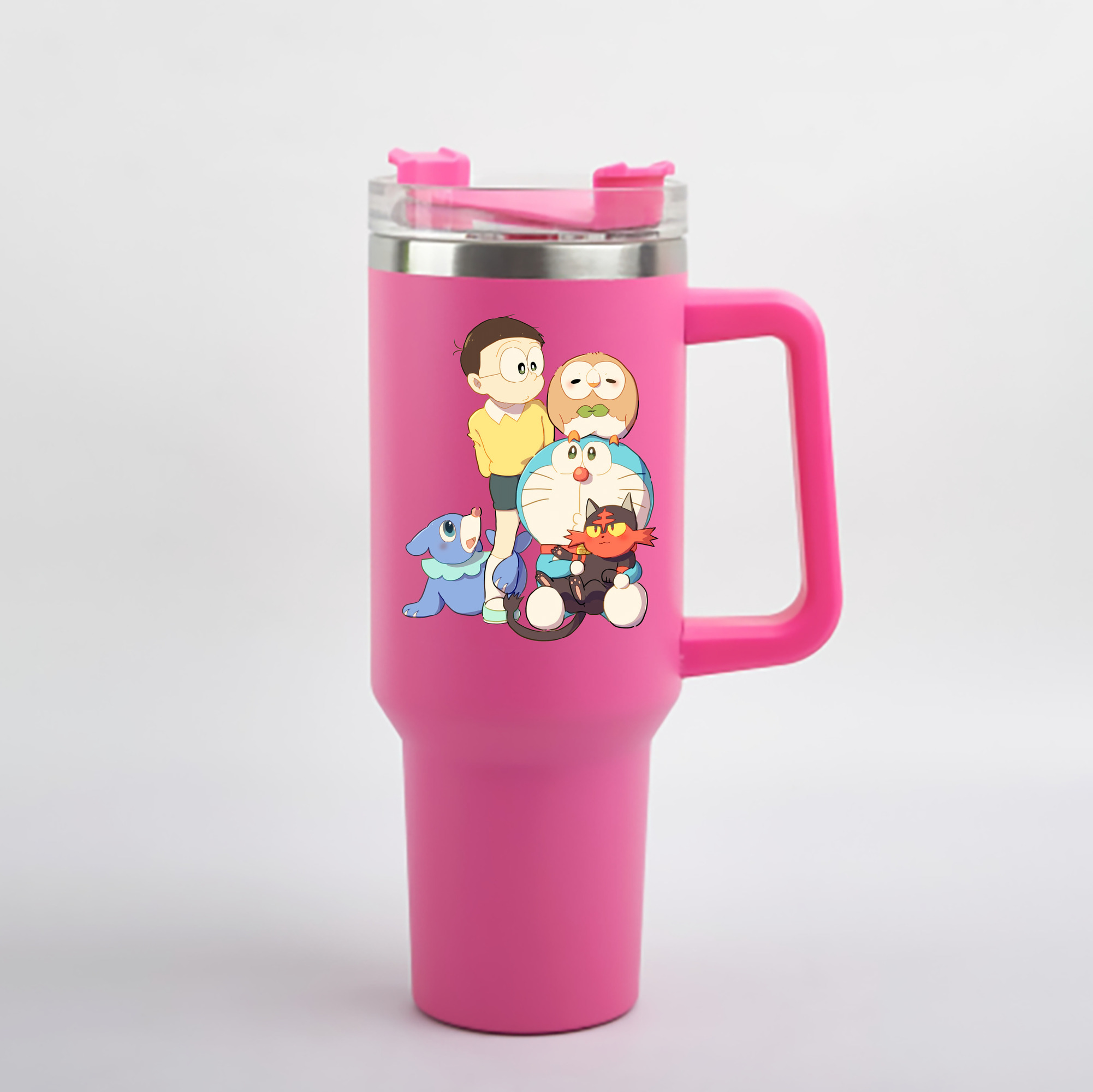 （画像用） ドラえもん Doraemon 1200mL車用タンブラー - クリスタルステッカー（プラスチックストロー付き）